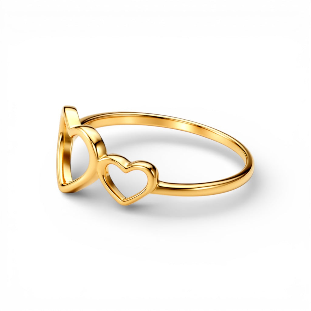 10K Yellow Gold Two Hearts Women's Ring / Size: 8. / Weight: 0.9 GR / DQWR0HR-22