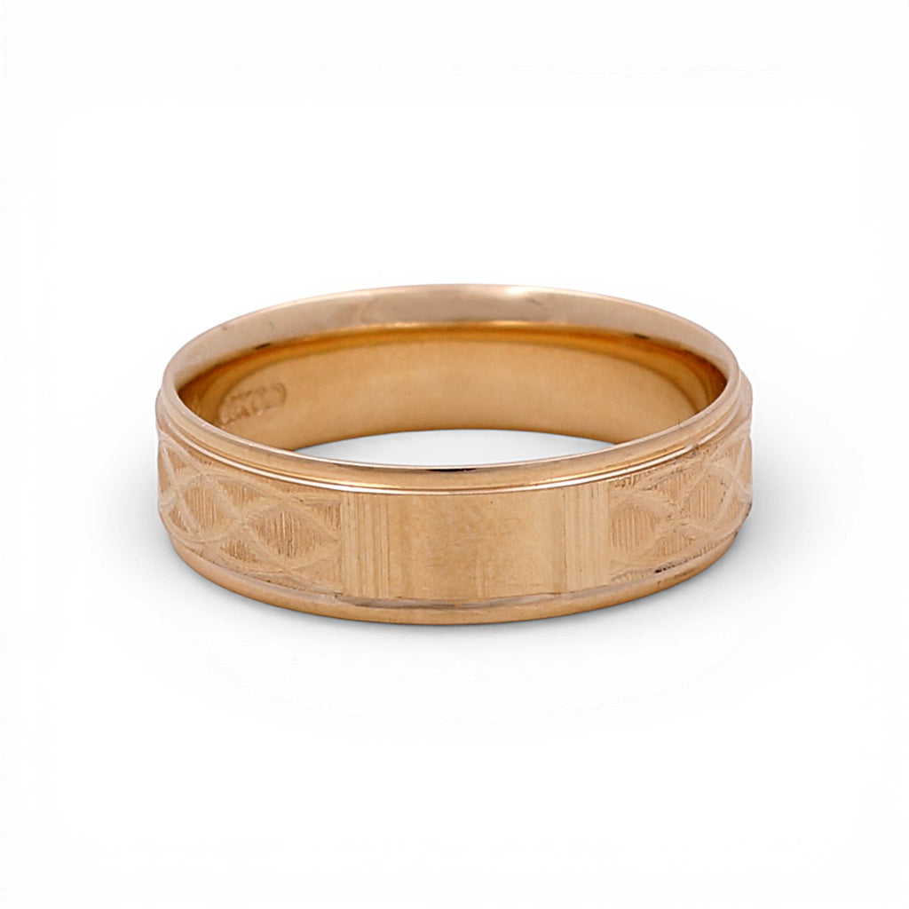 14K Yellow Gold Men’s Wedding Band with Design / Size: 10 / Weight: 5.5 GR / WBEEMWB4DS-14