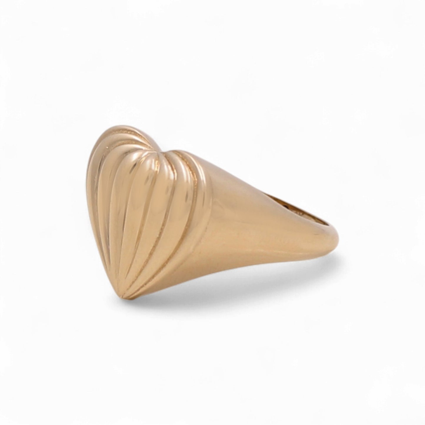 14K Yellow Gold Fashion Heart Women's Ring / Size: 7 / Weight: 2.6 GR / DQWR4HR-14