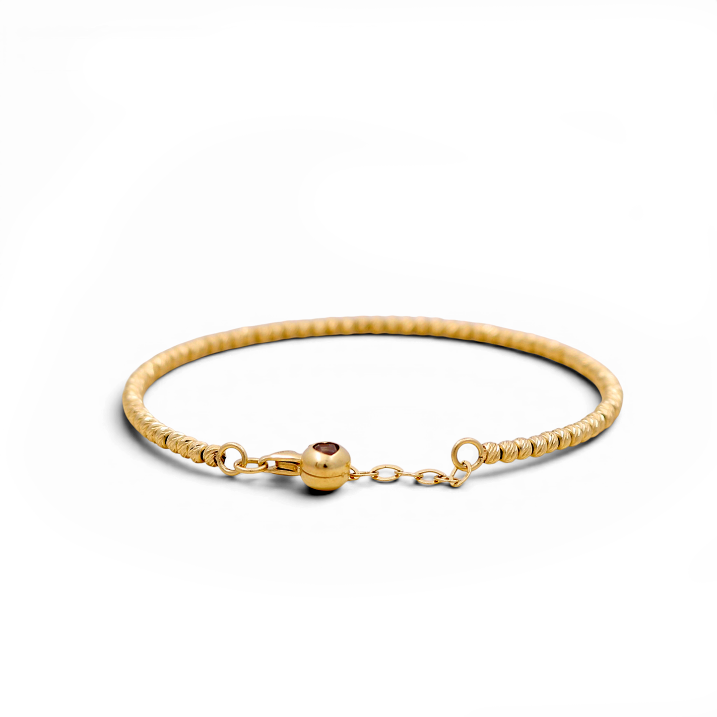 14K Yellow Gold Semisolid Diamond Cut Balls Bangle Bracelet / Weight: 4.7 GR / DOBB4BLL