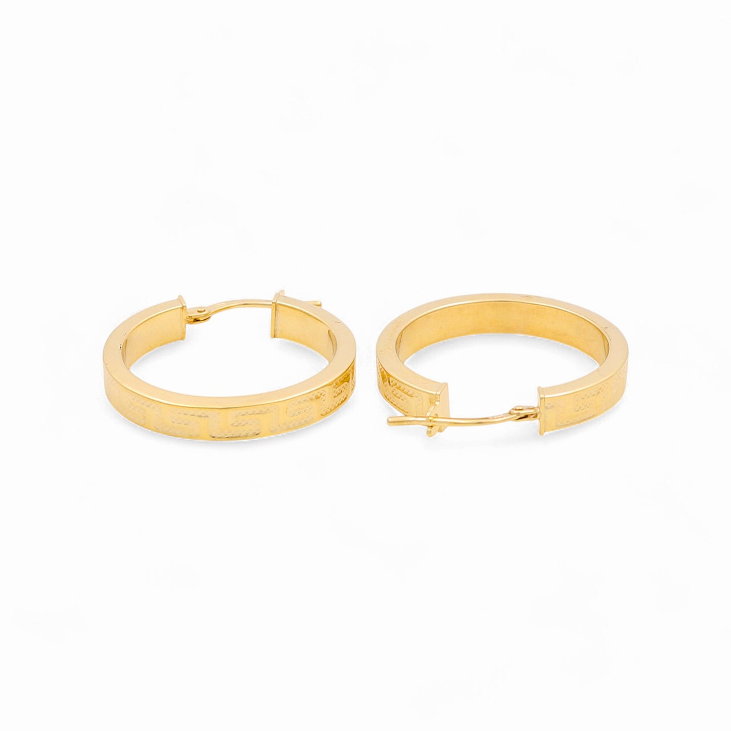 14K Yellow Gold Women's Greek Hoops Earrings / Size: 4mmx20mm / Weight: 2.5 GR / 240-00736