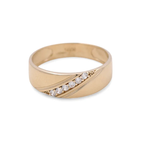 14K Yellow Gold Men’s Wedding Band / Stone: Cz / Size: 10 / Weight: 2.5gr / KEEMWB4BS-42
