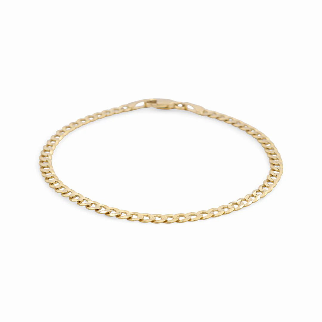 14K Yellow Gold Solid Curb Bracelet / Size: 3mm 7.5" / Weight: 2.5 GR / FCEEMB4CB3-7.5