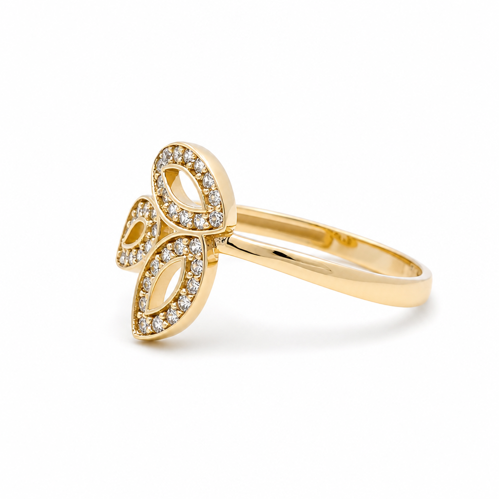 10K Yellow Gold Fashion Women's Ring with Cz / Size: 8.5 / Weight: 1.7 GR / CQWR0FS-37