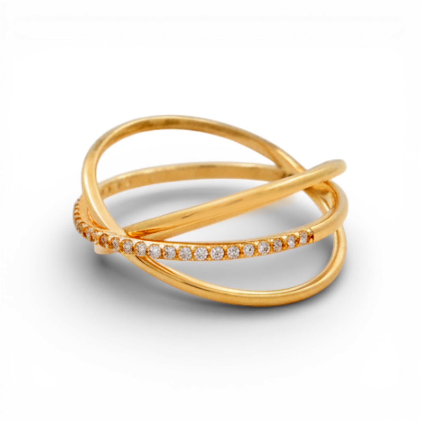 14K Yellow Gold Fashion Women's Ring with Cz / Size: 8 / Weight: 3.1GR / Y25-429