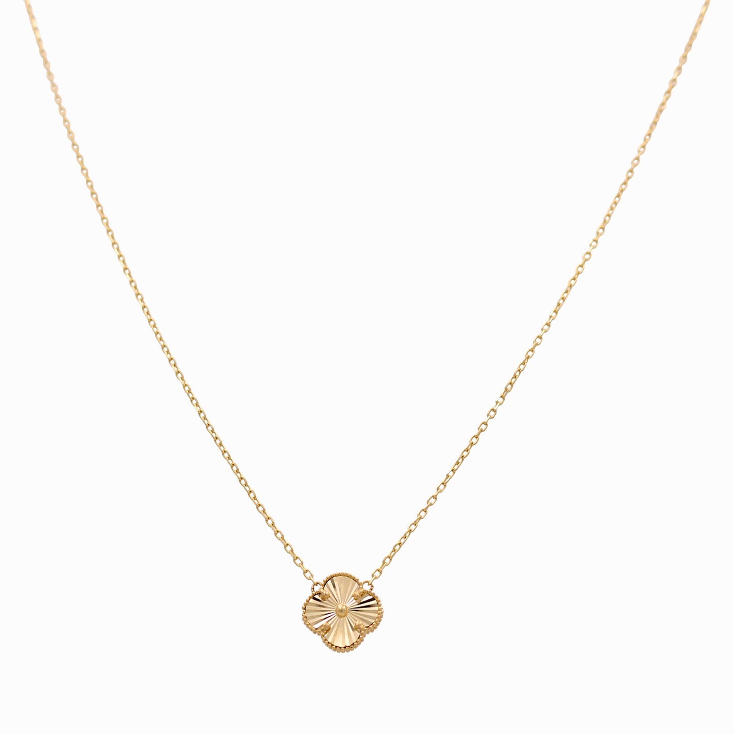 10K Yellow Gold One Clover Women's Necklace / Size: 17” 17MM / Weight: 3.6 GR / DQNK0CLV-2