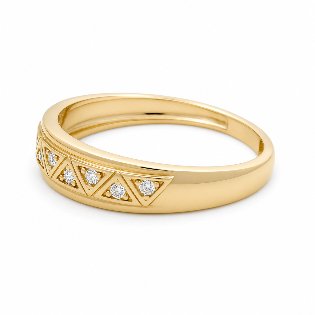 10K Yellow Gold Men’s Wedding Band with Cz / Size: 12 / Weight: 3.4 GR / CLBMWB0BS-2