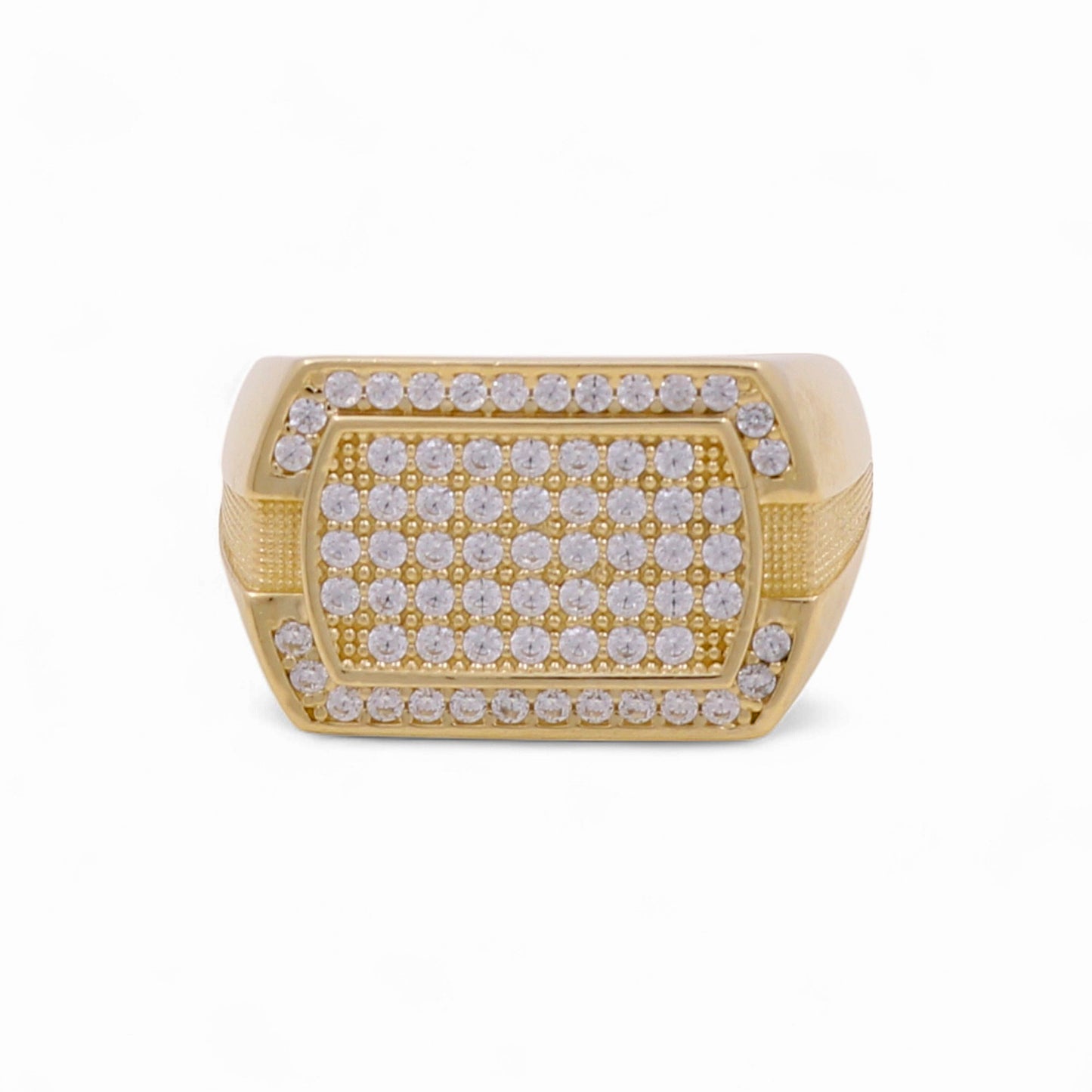 14K Yellow Gold Fashion Men’s Ring with Cz / Size 10 / Weight: 8.5 GR / DOMR4FS-6