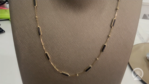 14K Yellow Gold Fashion Necklace with Onyx Stone / Size: 19" / Weight: 5.7 GR / DCFNK4FS-3