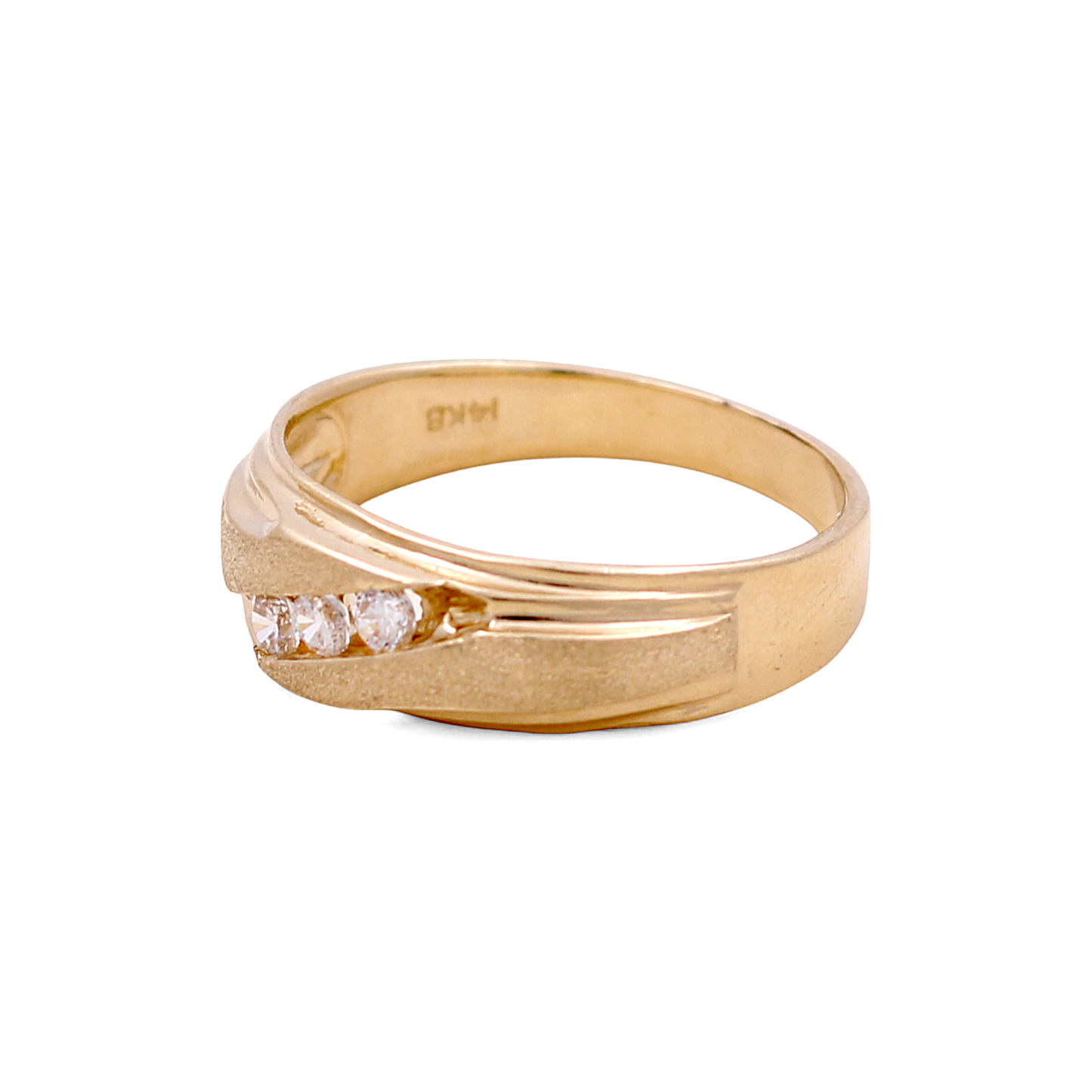 14K Yellow Gold Men’s Wedding Band / Stone: Cz / Size: 10 / Weight: 4.3 GR / DEEMWB4BS-2