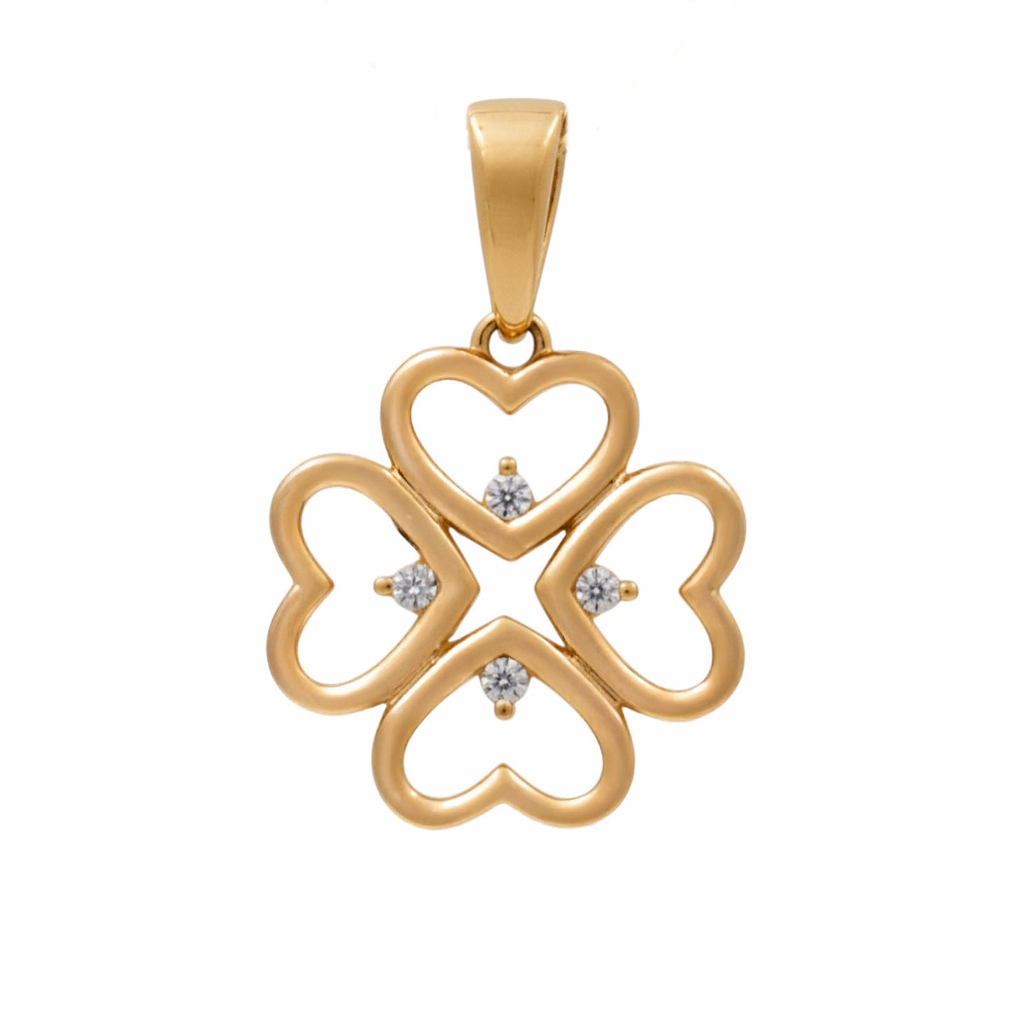 10K Yellow Gold Clover Pendant with Cz / Weight: 1.2 GR / DQPD0CLV