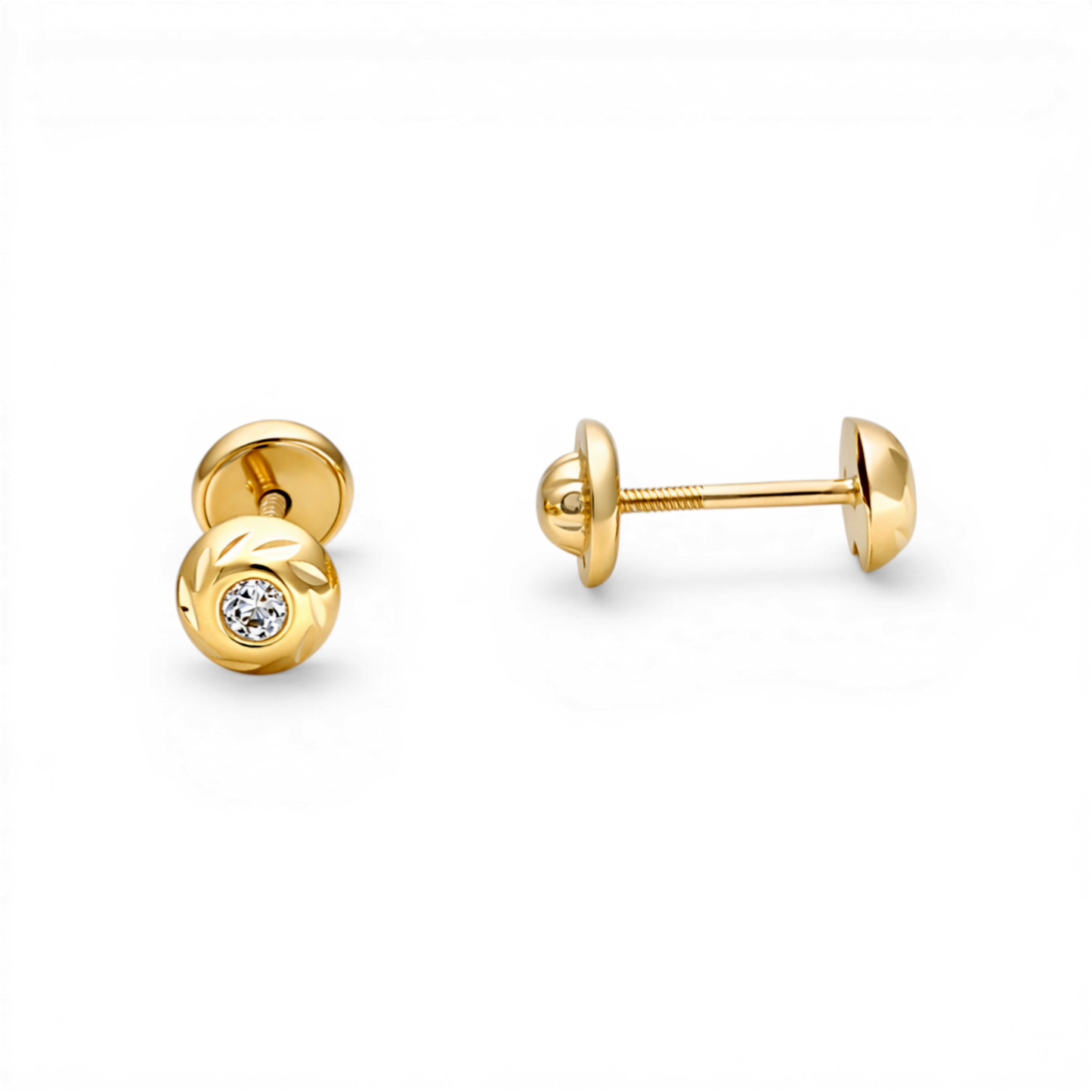 14k Yellow Gold Fashion Stud Earrings With Cz / 6-110001PSF