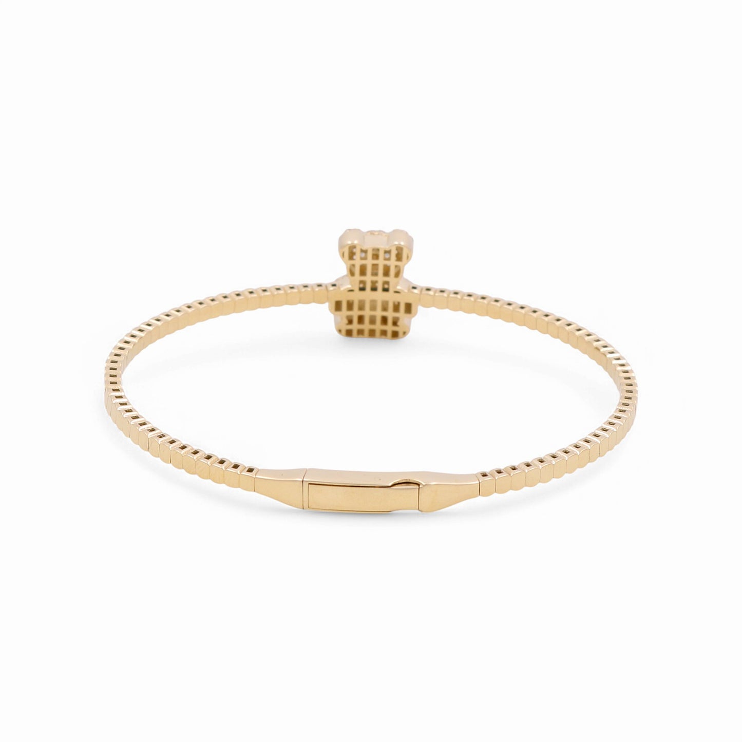 14K Yellow Gold Semisolid Bear Women’s Bangle Bracelet with Cz / Weight: 9.3 GR / CPBB4BR