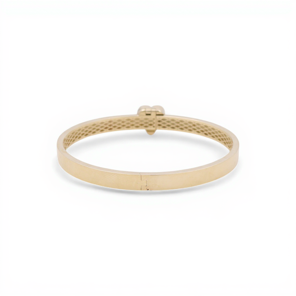 10K Yellow Gold Semisolid Heart Women’s Bangle Bracelet with Cz / Weight: 9.2 GR / CQBB0HR