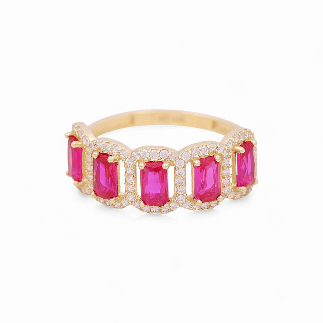 10K Yellow Gold Women's Fashion Ring with Pink Cz / Size: 7 / Weight: 1.9 GR / P03R-3321