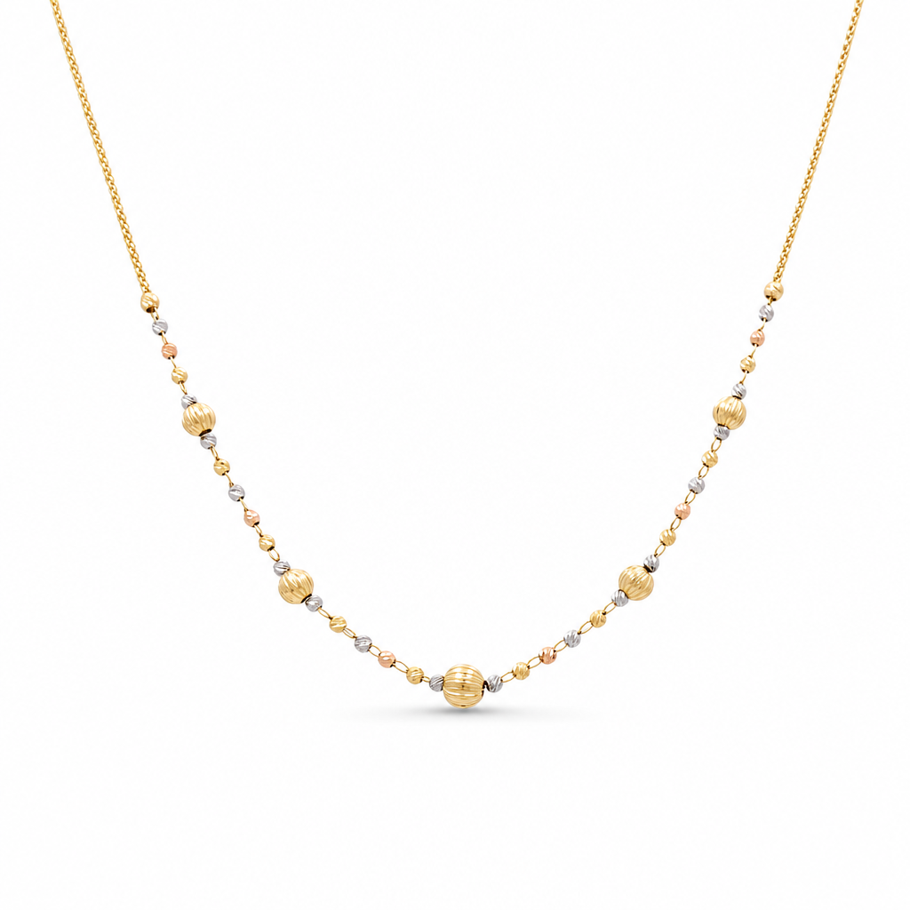 14K Yellow, White and Rose Gold Fashion Women's Necklace / Size: 18" / Weight: 5.9 GR / CONK3T4FS