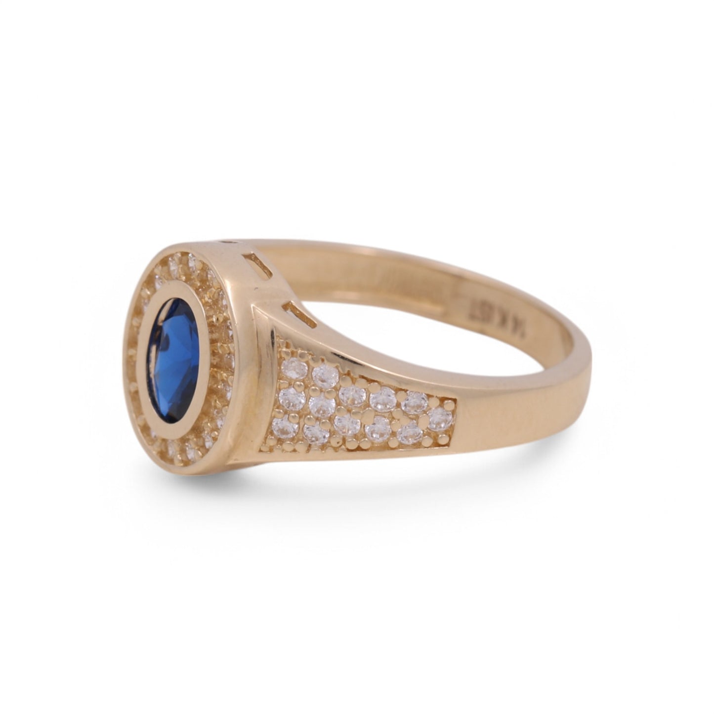 14k Yellow Gold Round Kids Ring with Blue Cz / Size 5 / Weight 2.4 GR / COKR4FS-1