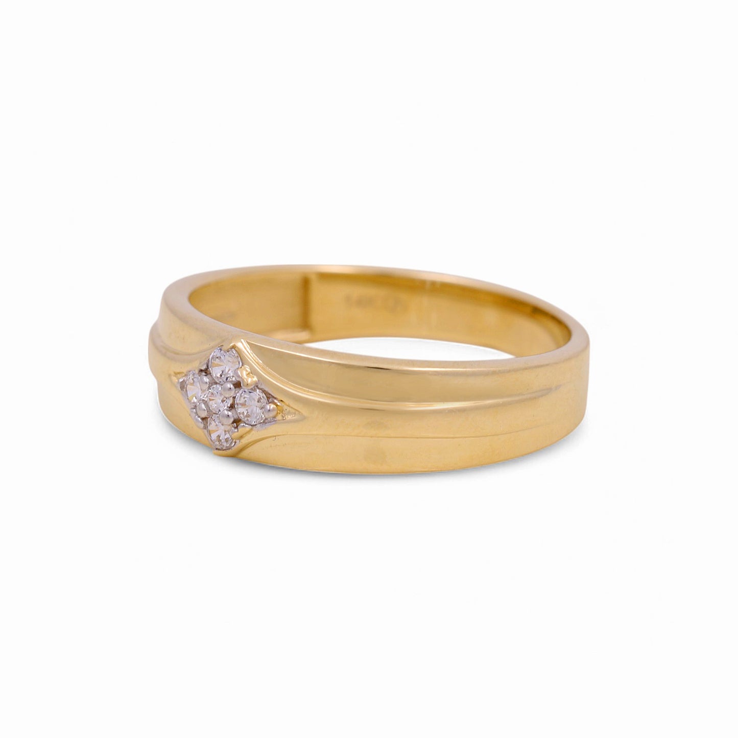14K Yellow Gold Men’s Wedding Band / Stone: Cz / Size: 10 / Weight: 3.9 GR / KEEMWB4BS-11