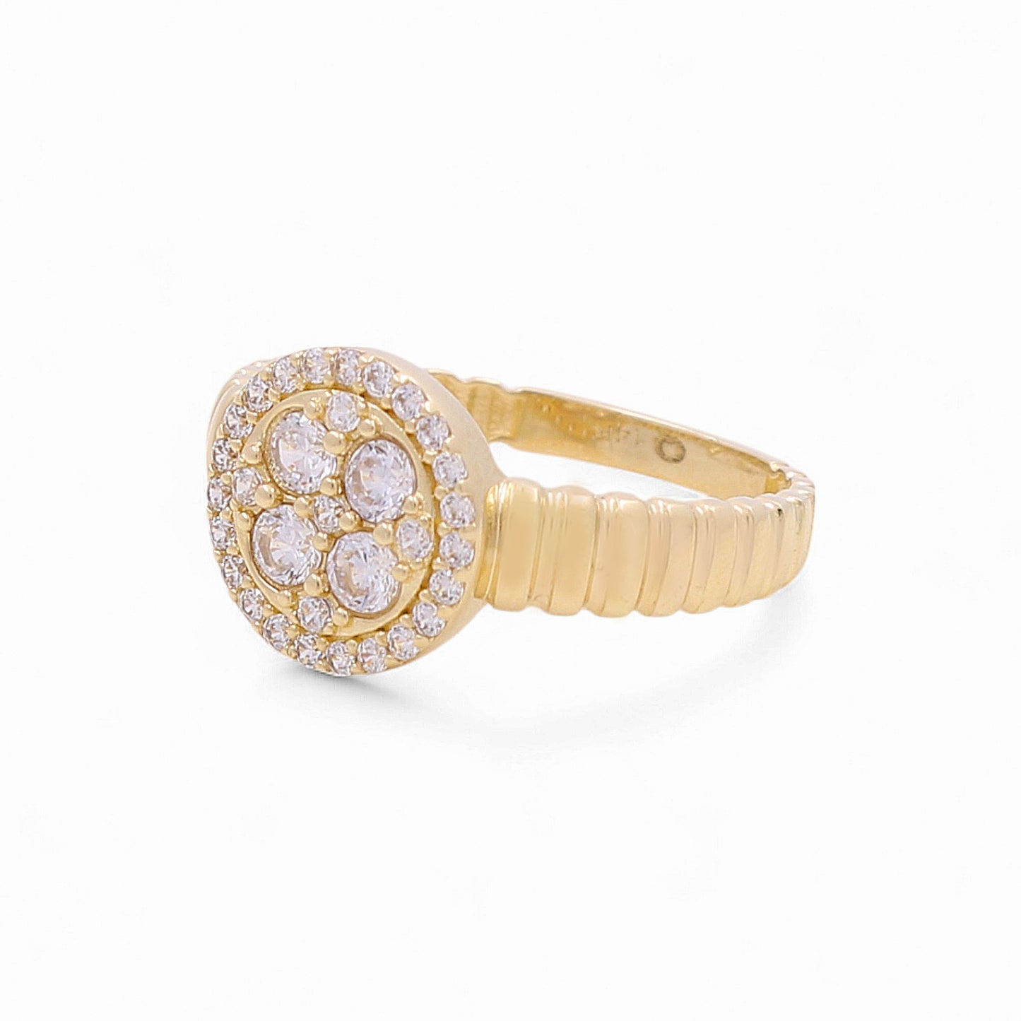 14K Yellow Gold Round Fashion Women's Ring with Cz / Size: 8.5 / Weight: 2.3 GR / DQWR4FS-25