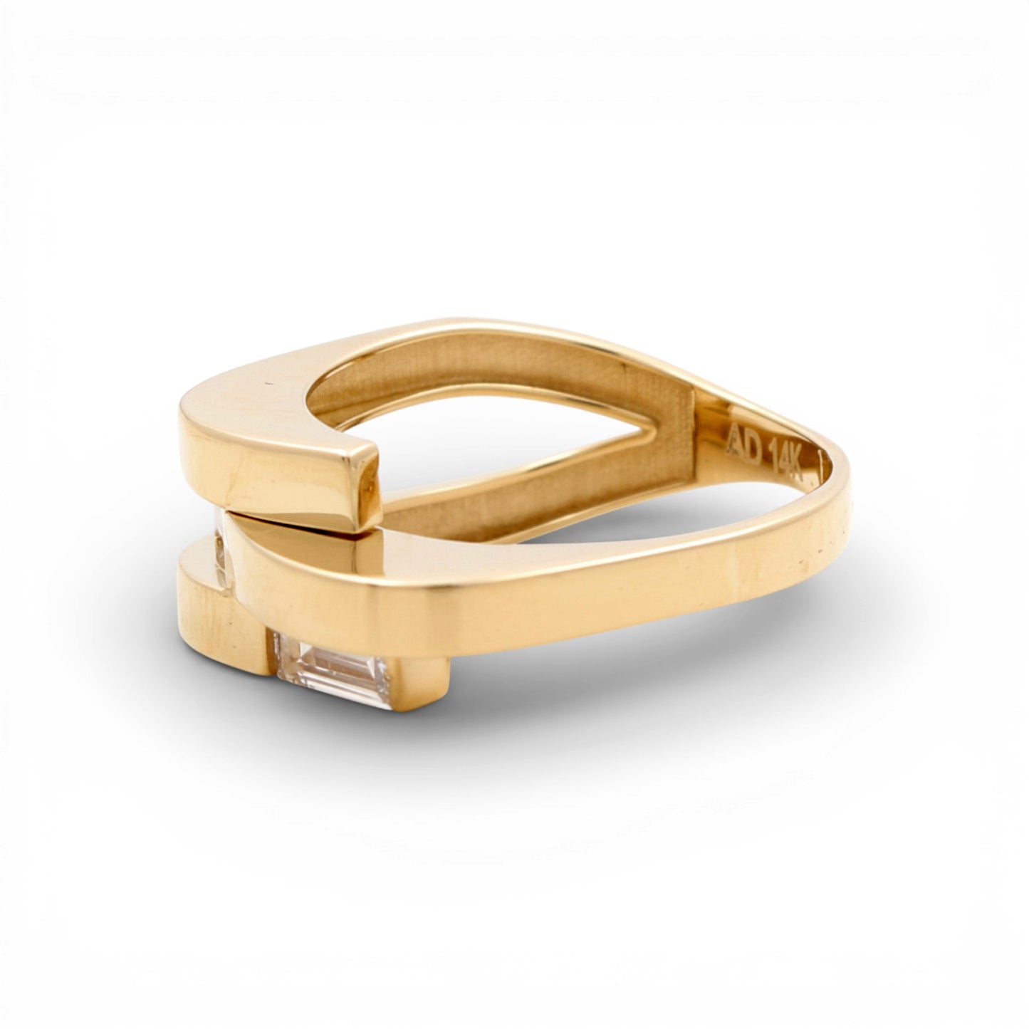 14K Yellow Gold Fashion Women's Ring with White Cz / Size: 8.5 / Weight: 3.4 GR / QR-51