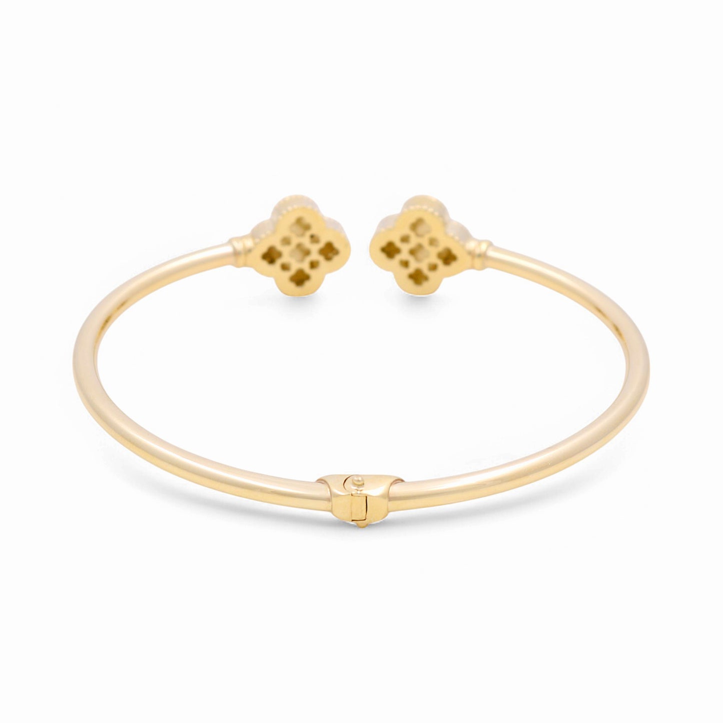 10K Yellow Gold Semisolid Women’s Bangle Bracelet with Clover / Weight: 7.8 GR / CPBB0CLV