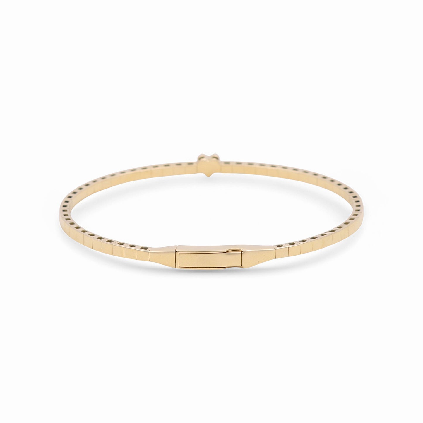 14K Yellow Gold Semisolid Small Heart Women’s Bangle Bracelet with Cz / Weight: 7.5 GR / CPBB4HR