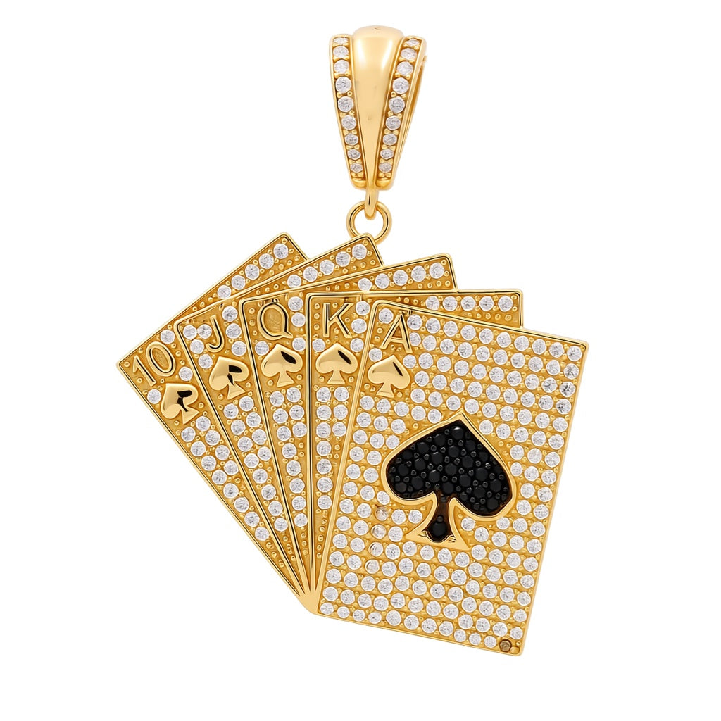 10K Yellow Gold Deck of Cards Pendant with Cz / Weight: 8.2 GR / HP-76