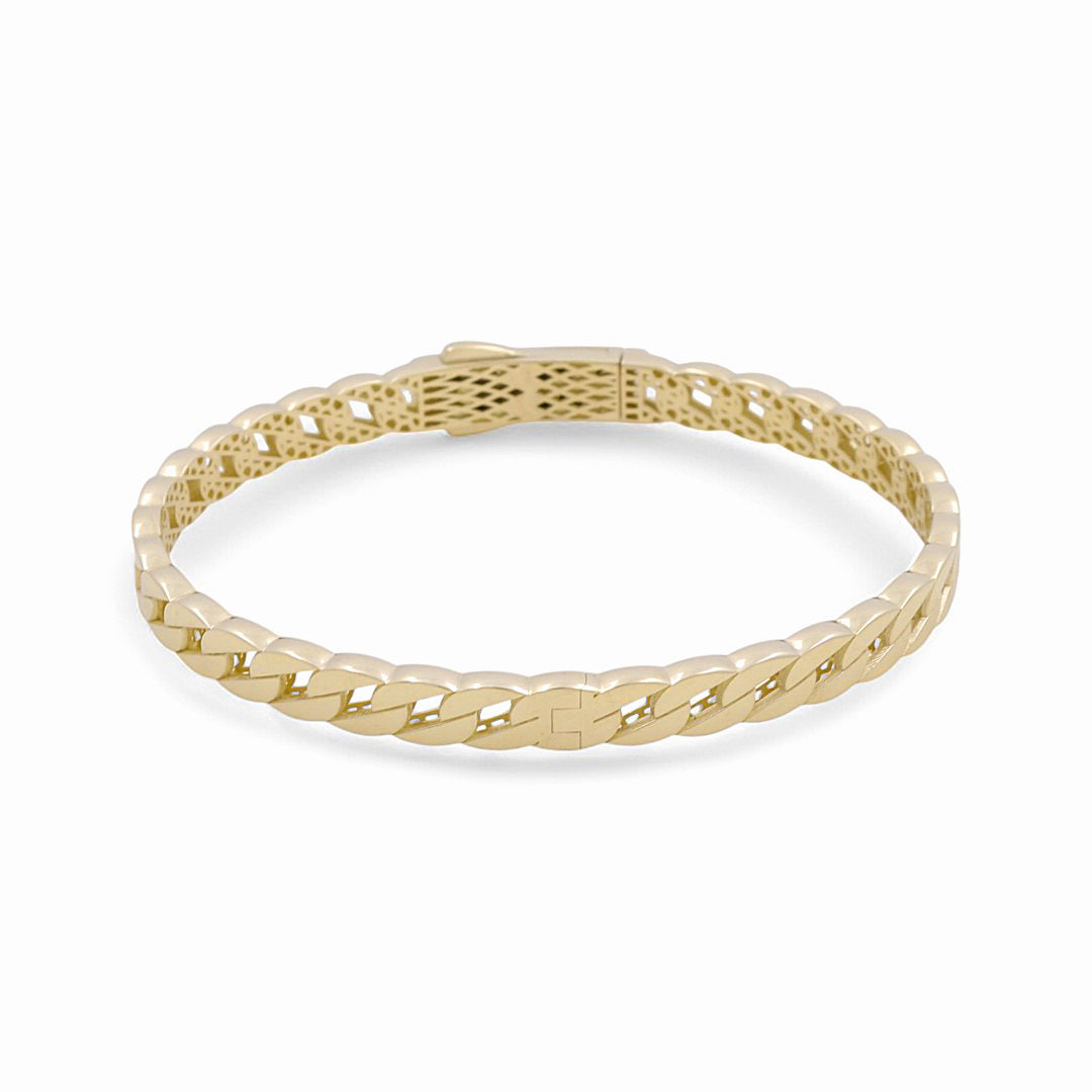 10K Yellow Gold Semisolid Monaco Women’s Bangle Bracelet with Cz / Weight: 9.9 GR / P61B-103