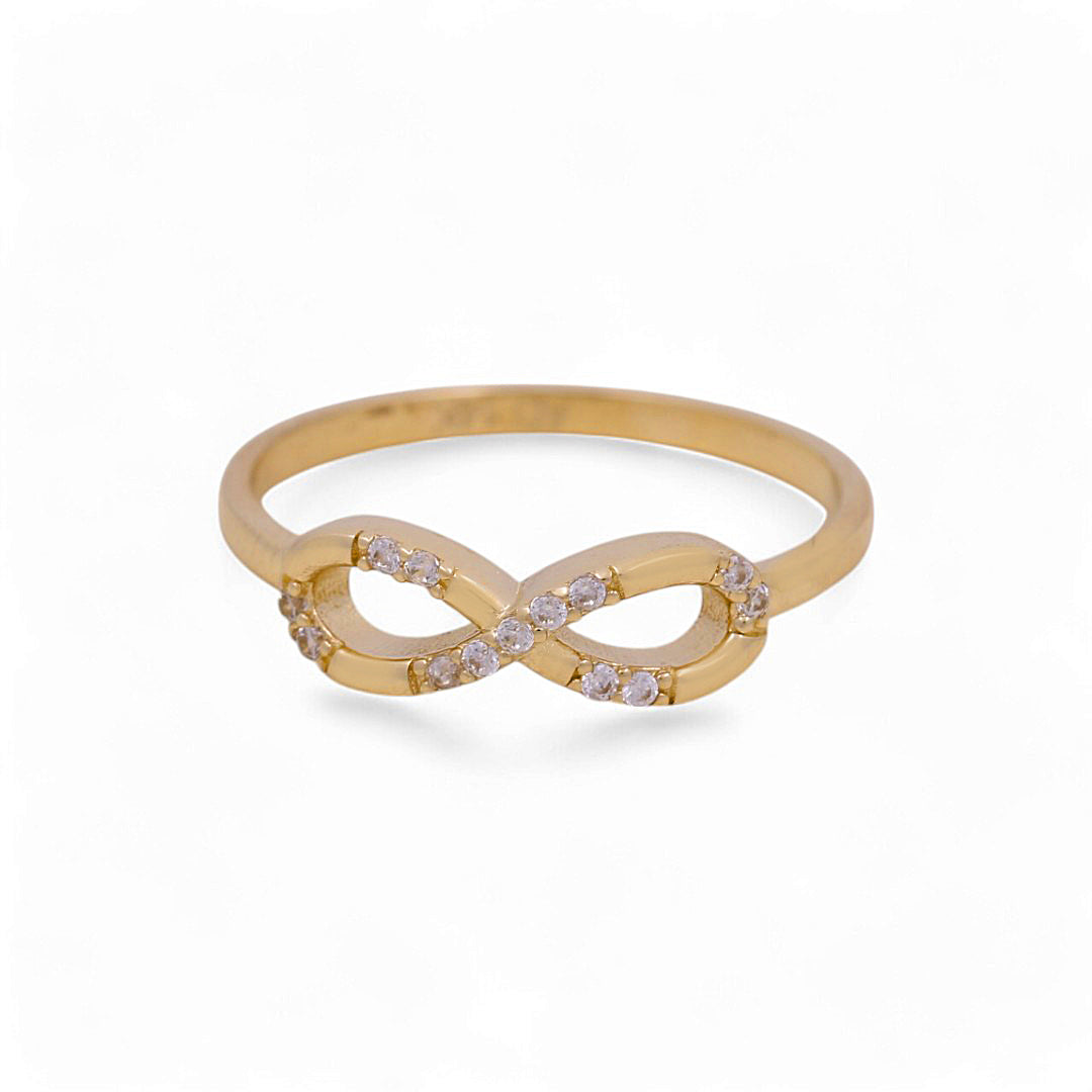 14K Yellow Gold Infiniti Women's Ring with White Cz / Size: 7 / Weight: 1.5 GR / Y24-329