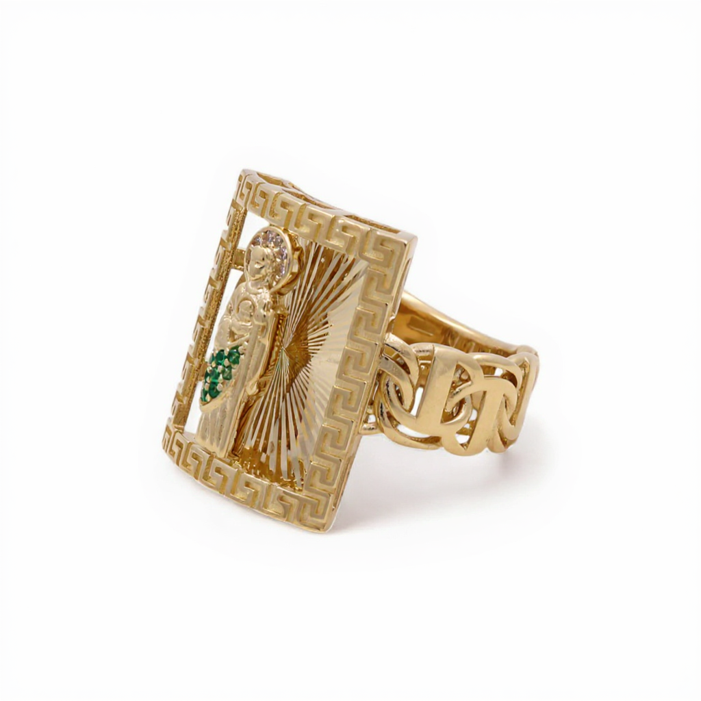 10K Yellow Gold SQ Fashion San Judas Men’s Ring / CZ / Size 10 / Weight: 8 GR / COMR0SJ