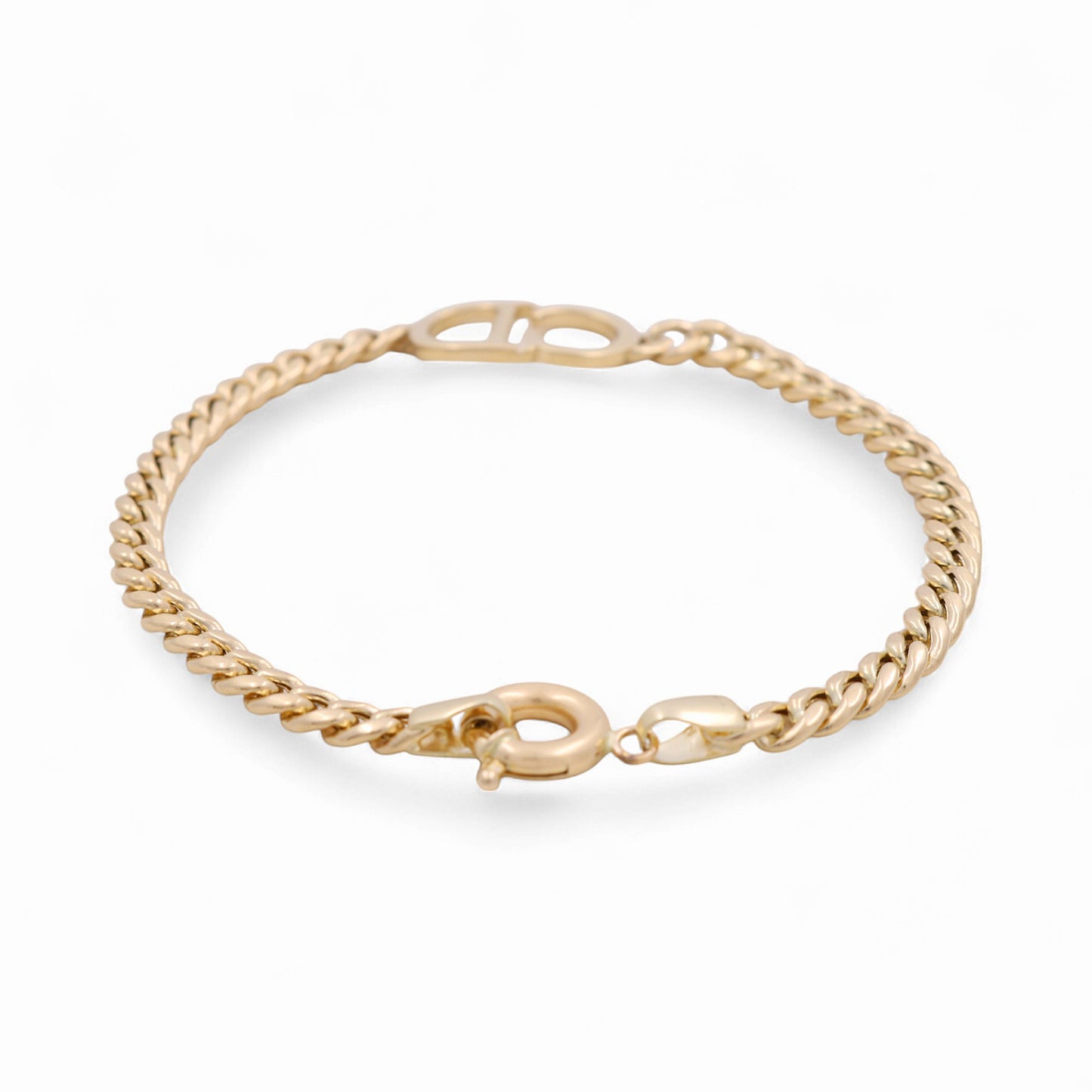 14K Yellow Gold Cuban Link Woman's Bracelet CD / Size: 7.5" / Weight: 5.8 GR / DOWB4CLCD