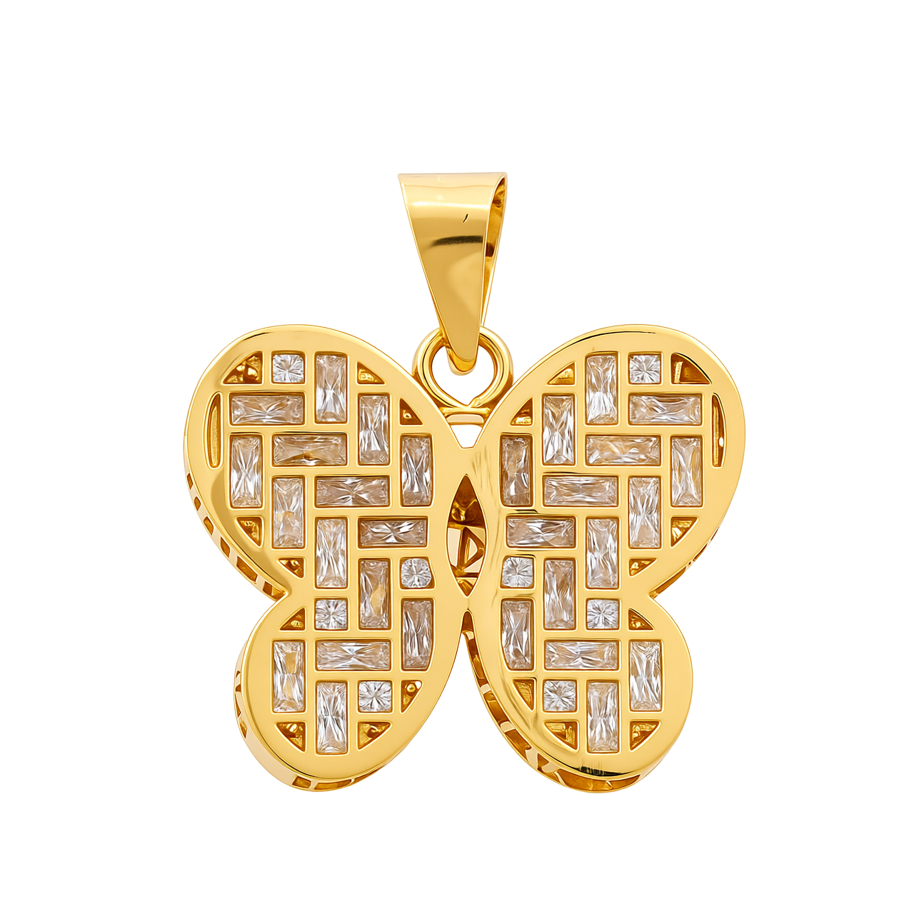 14K Yellow Gold Fashion Reversible Butterfly Pendant with Cz / Weight: 2.3 GR / COPD4BT-16