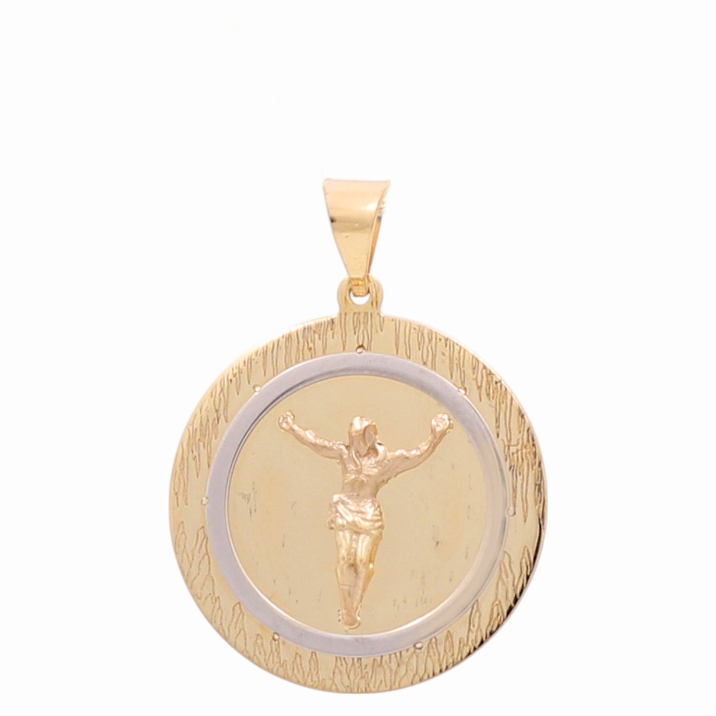 14K Yellow and White Gold Jesus Medal Pendant / 20MM / Weight: 2.9 GR / 000-09770