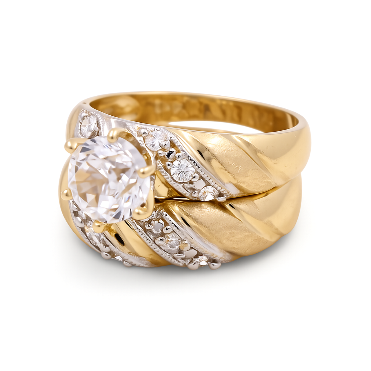 14K Yellow Gold Women’s Bridal Set / Stone: Cz / Size: 8 / Weight: 7.1 GR / DEEWR4BS-7