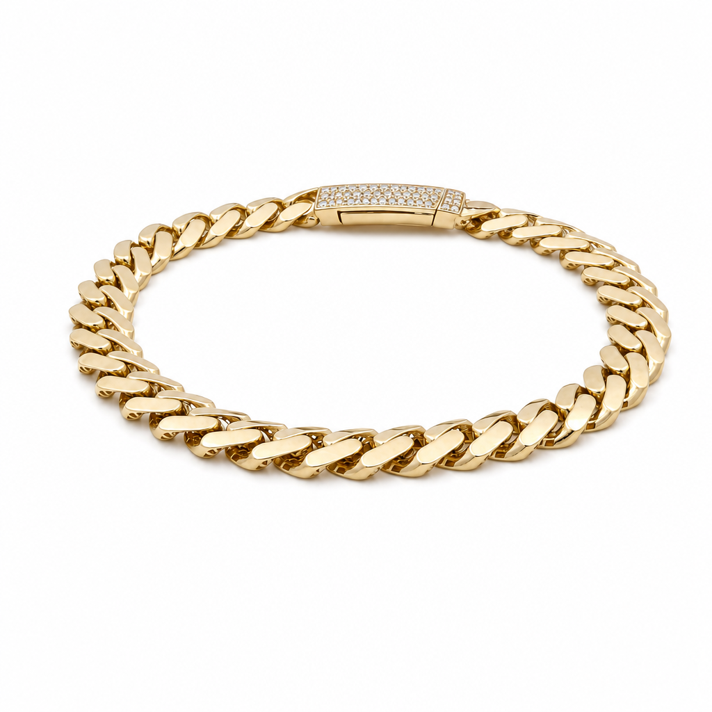 10K Yellow Gold Monaco Men's Bracelet / Size: 8mm-8'' / Weight: 7.3 GR / DOMB0MON8-8