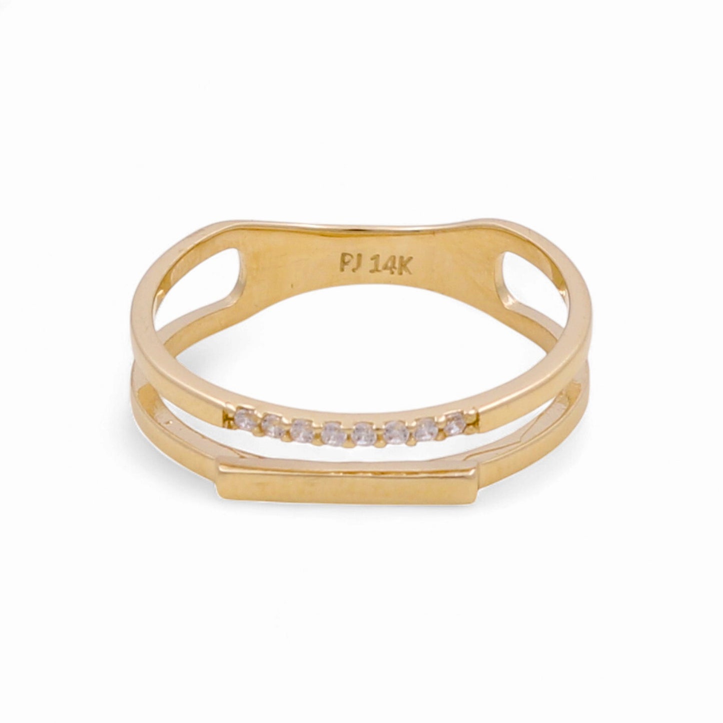 14K Yellow Gold Fashion Women's Ring with Cz / Size: 7 / Weight: 1.8 GR / DPWR4FS-17