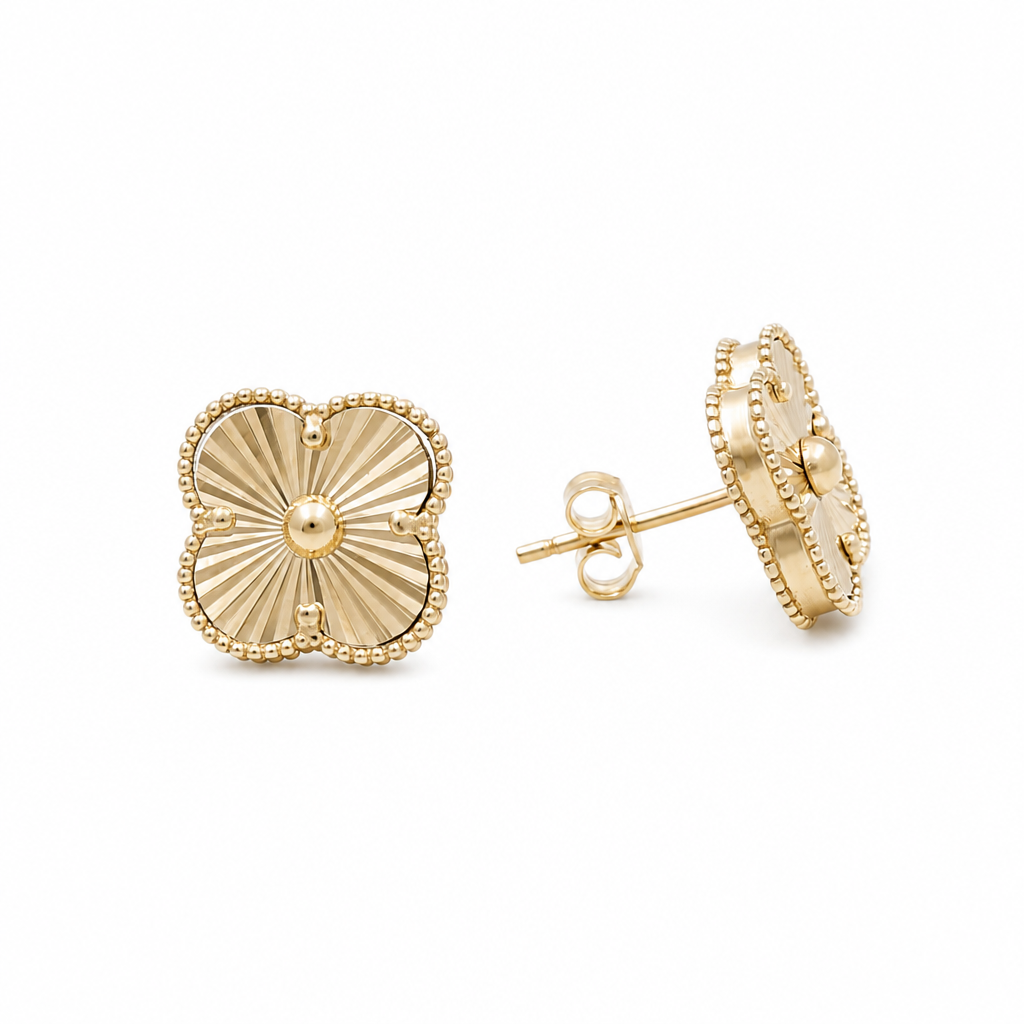 10K Yellow Gold Clover Stud Earrings / Size: 12MM / Weight: 2.5 GR / DQES0CLV-4