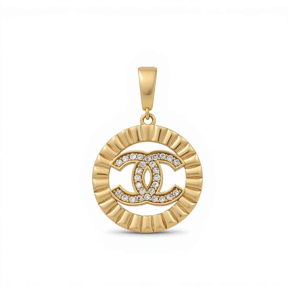 10K Yellow Gold Fashion CC Pendant with Cz / Weight: 2.1 GR / CQPD0CC-1