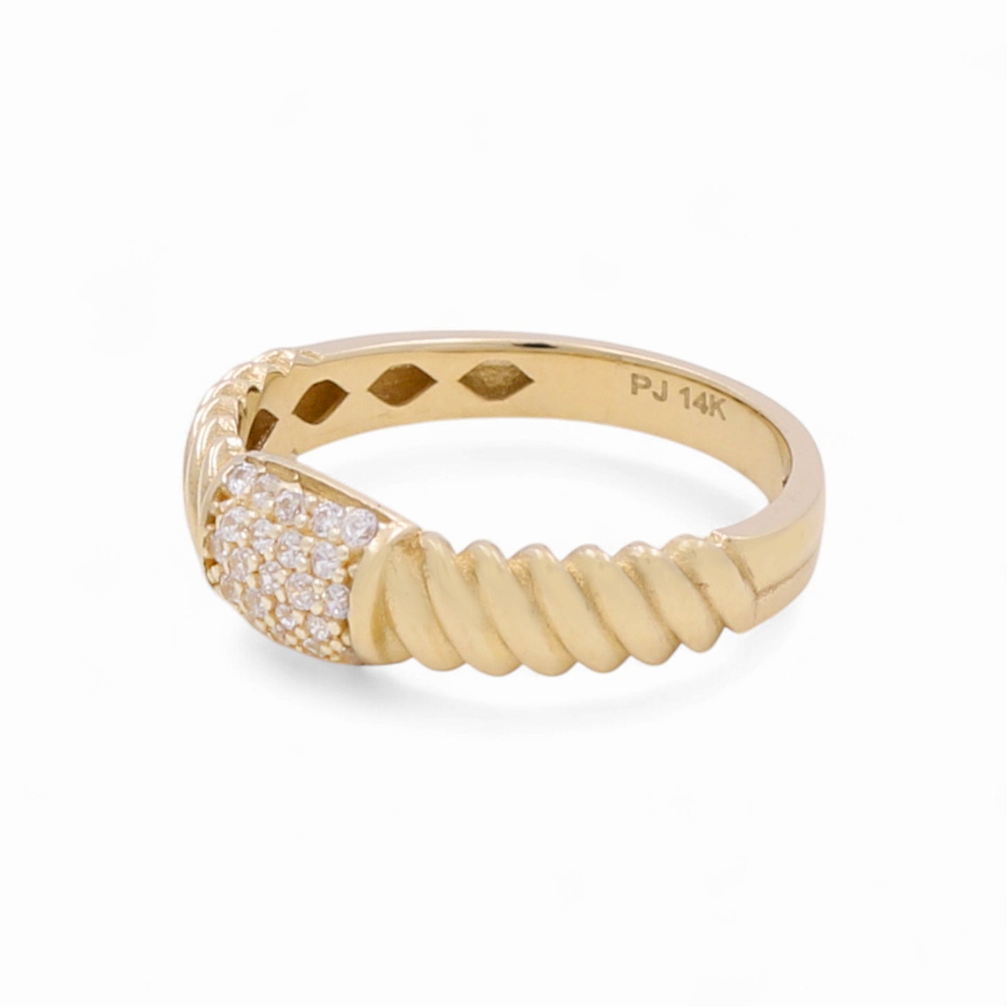 14K Yellow Gold Fashion Women's Ring with CZ / Size: 6.5 / Weight: 2 GR / DPWR4FS-25
