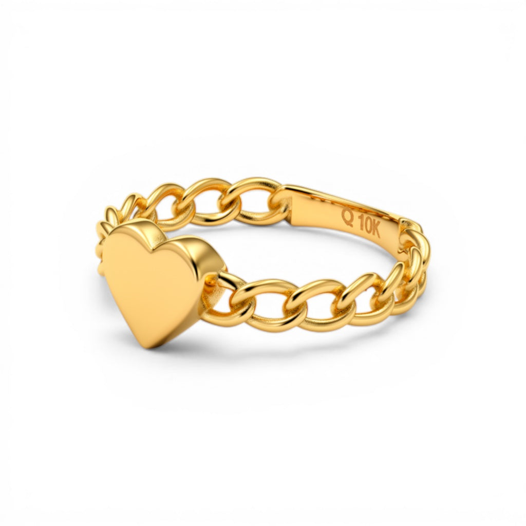 10K Yellow Gold Fashion Heart Women's Ring / Size: 7 / Weight: 1.4 GR / DQWR0HR-16