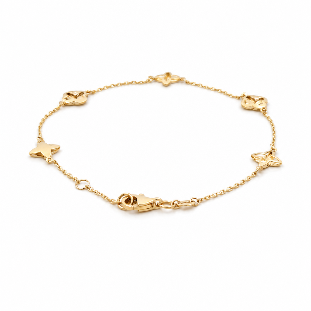 14K Yellow Gold Fashion Women's Clover Bracelet LV / Size: 7.25" / Weight: 1.8 GR / 401-02179