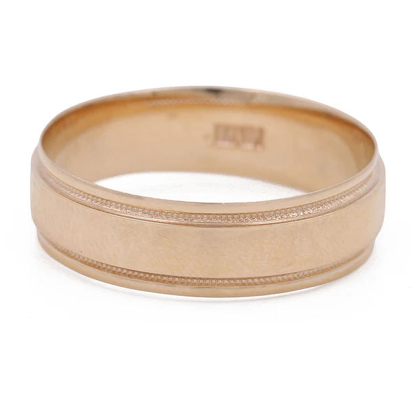 14K Yellow Gold Men’s Wedding Band with Design / Size: 10 / Weight: 5.9 GR / WBEEMWB4DS-11