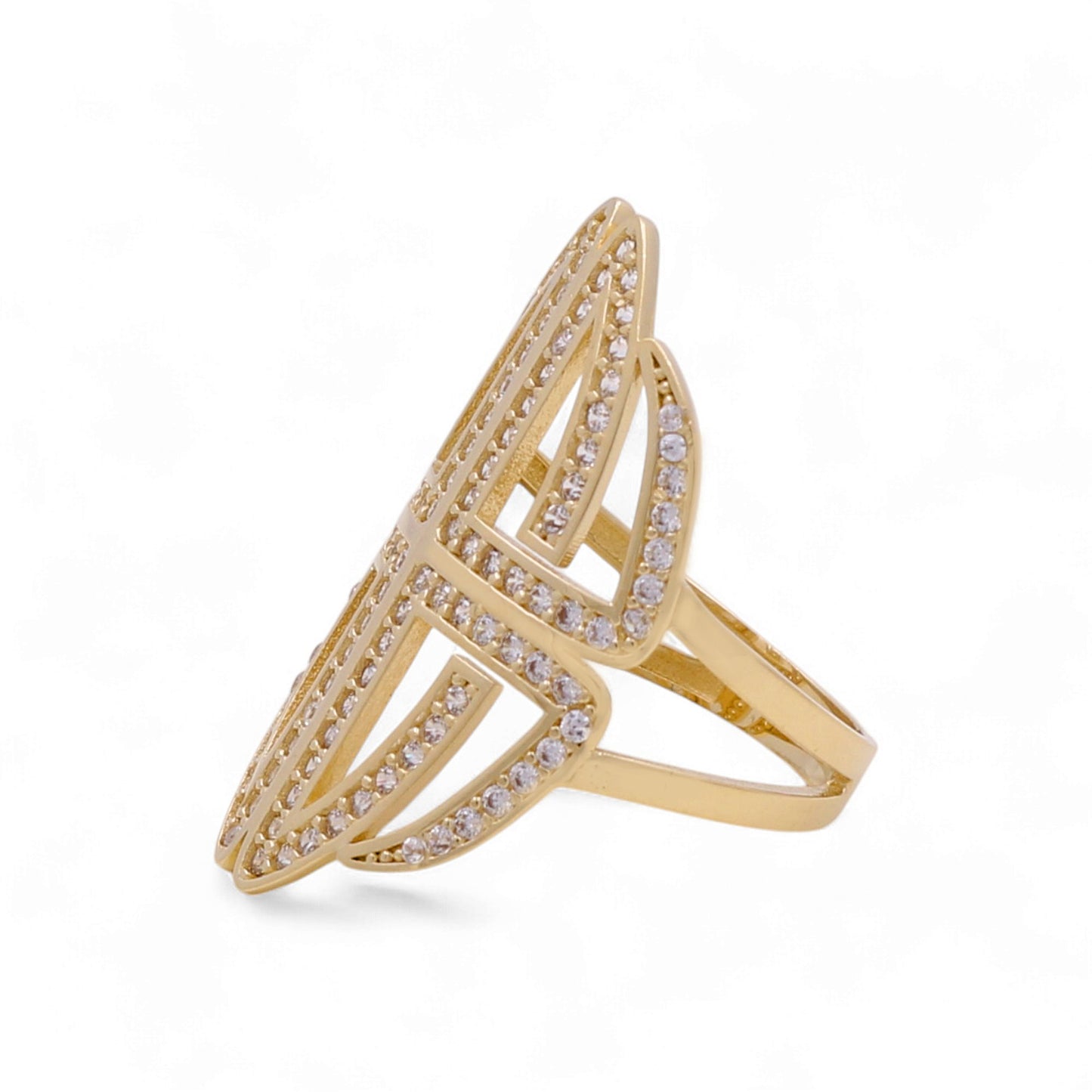 14K Yellow Gold Fashion Women's Ring with White Cz / Size: 8 / Weight: 4.6 GR / CPWR4FS-16