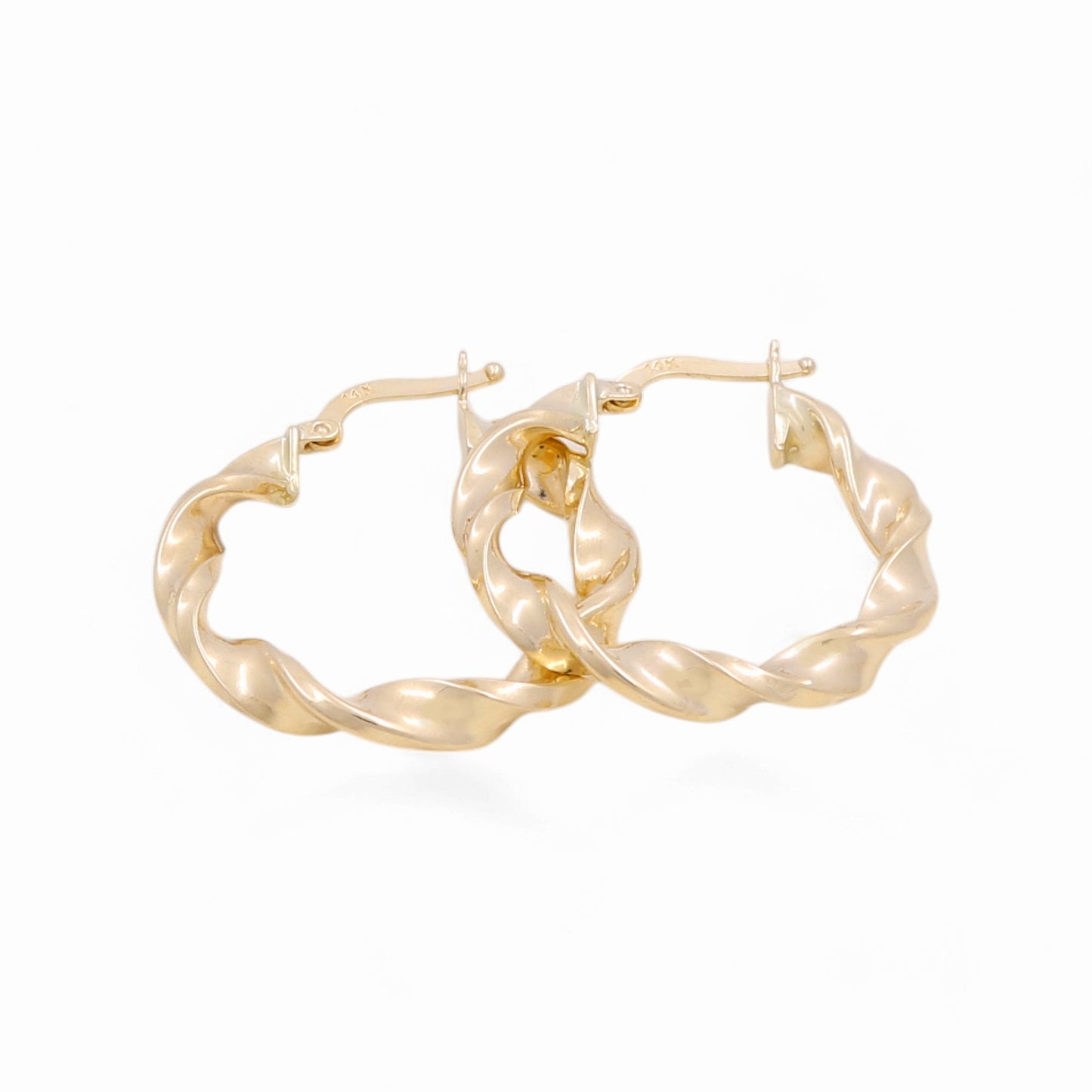 14K Yellow Gold Twist Hoops Earrings / Size: 4mm X 23mm / Weight: 3 GR / KOEH4TR4x23