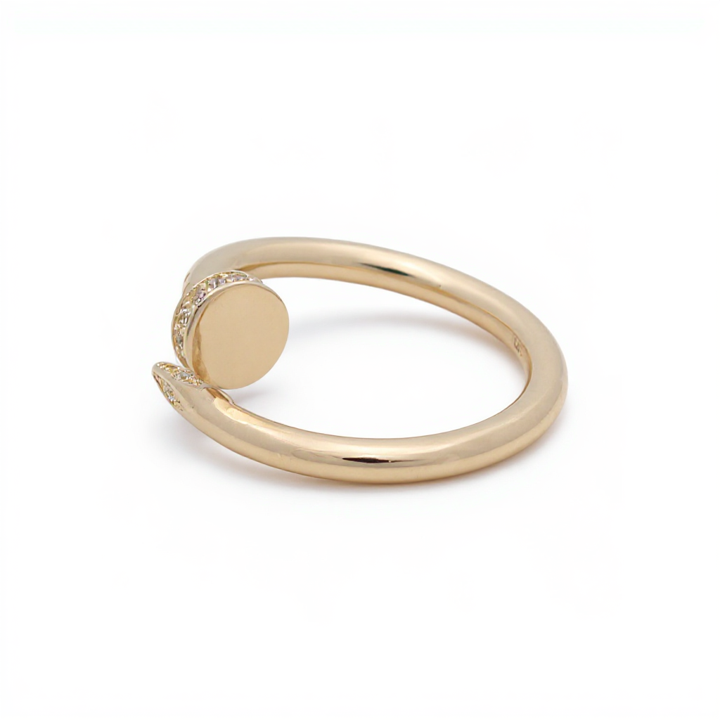 10K Yellow Gold Nail Women's Ring with Cz / Size: 8.5 / Weight: 1.5 GR / CQWR0NL-1