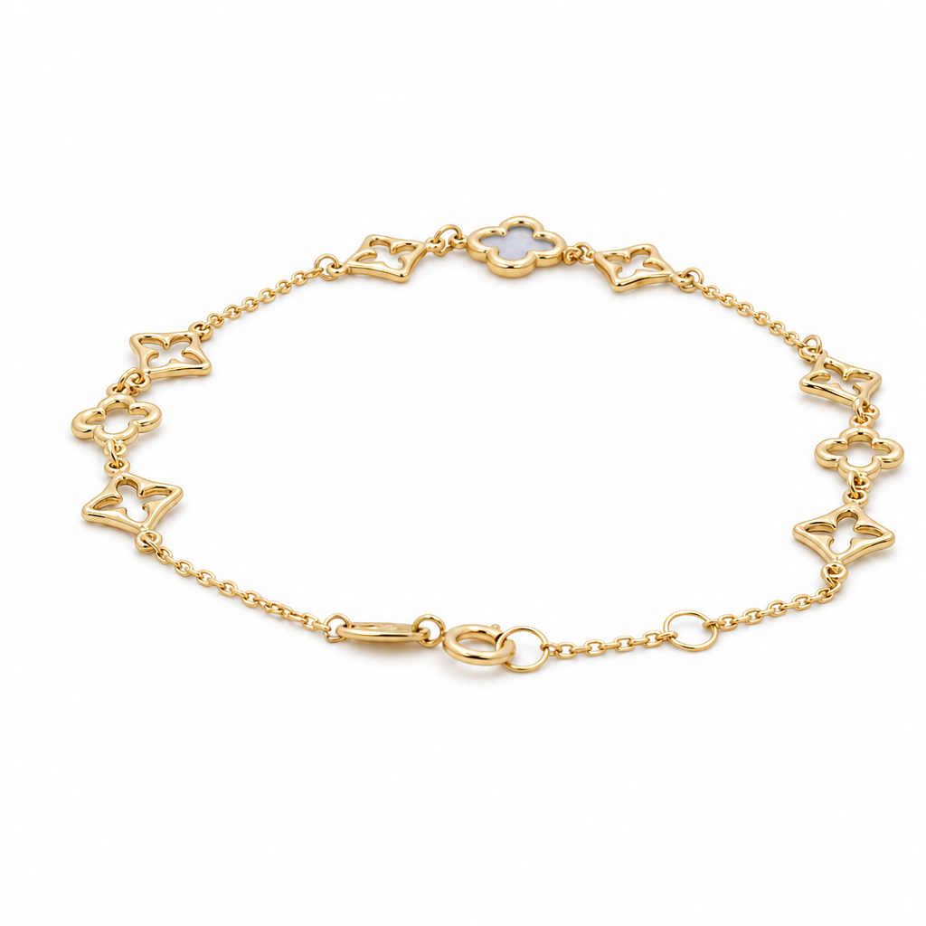14K Yellow Gold Fashion Women's Bracelet LV /Size: 7" / Weight:1.8 GR / 401-02141