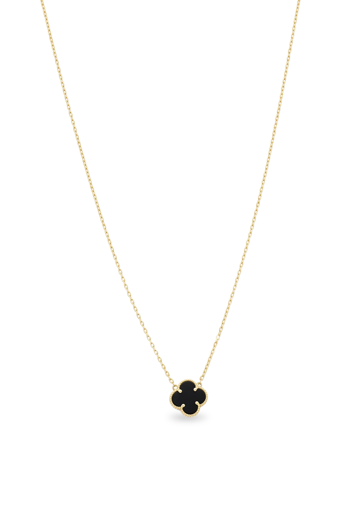 10K Yellow Gold Black Clover Necklace / Size: 18" / Weight: 2.7 GR / BQNK0CLV-3