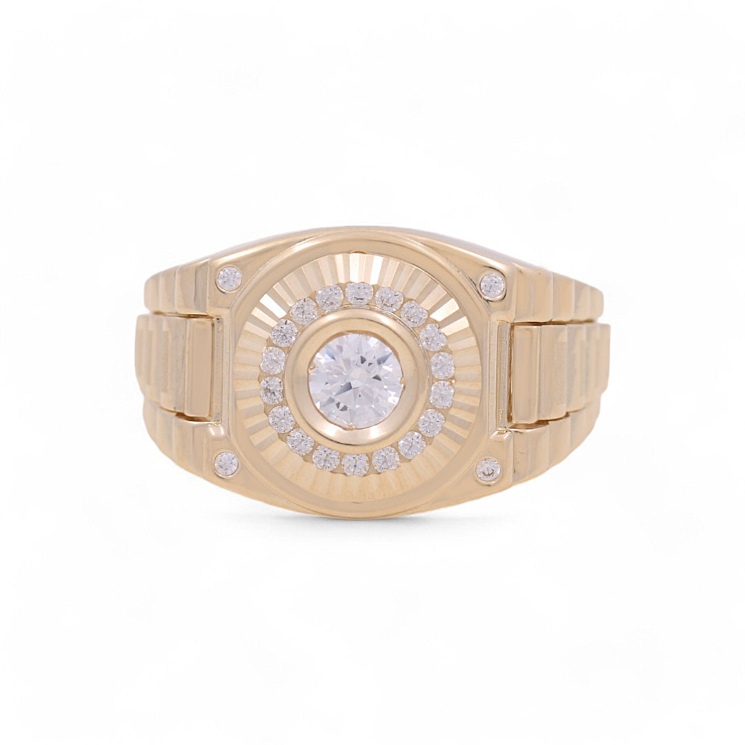 10K Yellow Gold Round Fashion Men's Ring / Stone: CZ / Size: 11 / Weight: 9.6 GR / 711-99999