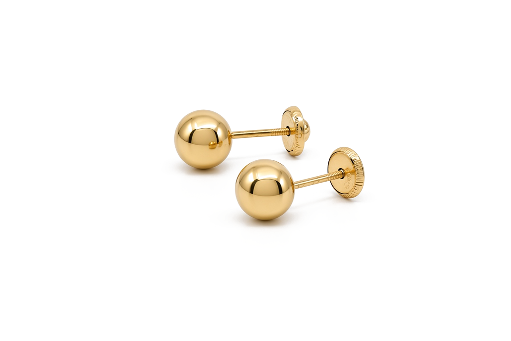 14K Yellow Gold Ball Stud Earrings / 6-B-6