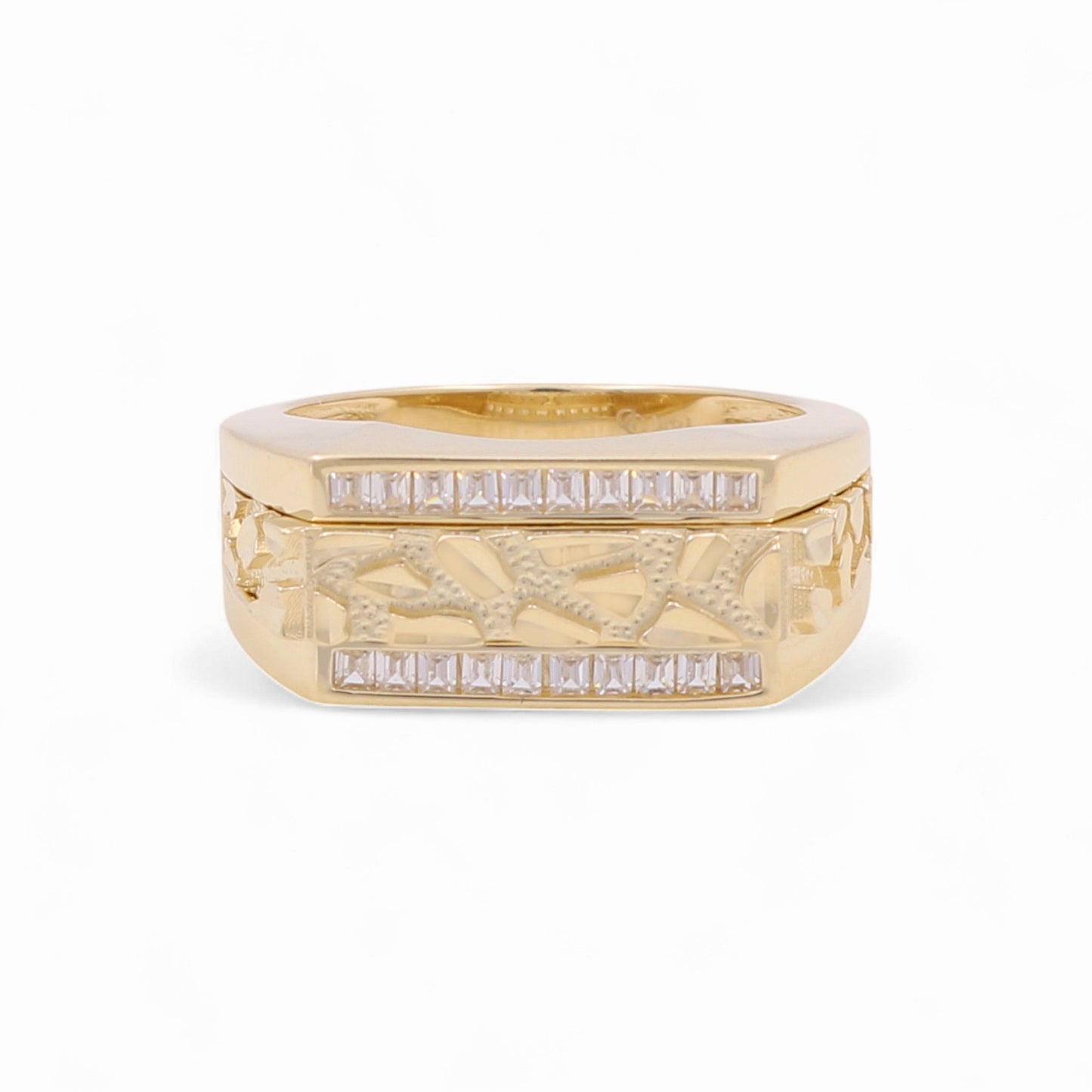 14K Yellow Gold Fashion Men's Ring with CZ / Size: 10 / Weight: 7.6 GR / KEEMR4FS-13